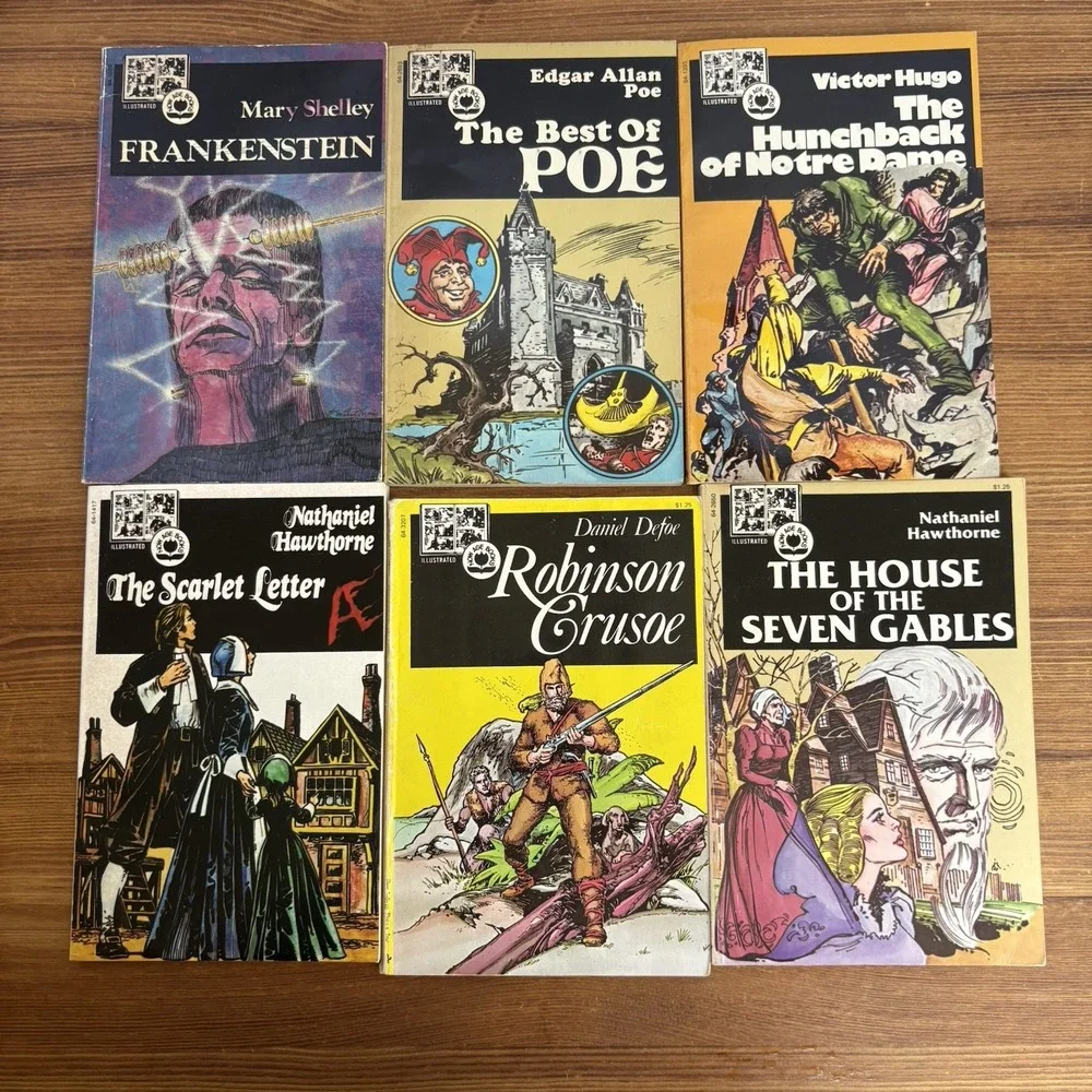 1970s Classic Literature Book Lot 6 Gothic Horror Illustrated Poe Frankenstein